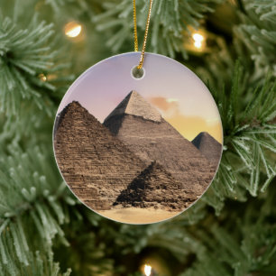 pyramids of giza Ancient Egypt Desert landscape Ceramic Tree Decoration