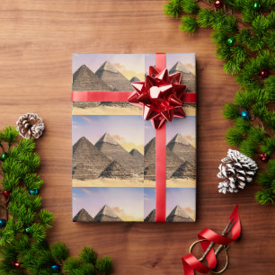 pyramids of giza Ancient Egypt Desert landscape Wrapping Paper