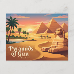 Pyramids of Giza and Great Sphinx Egypt Postcard