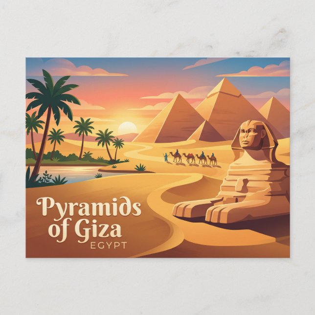 Pyramids of Giza and Great Sphinx Egypt Postcard (Front)