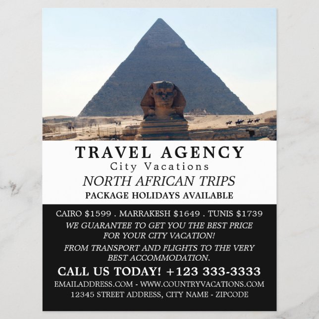 Pyramids Of Giza, Cairo, Egypt, Travel Agency Flyer (Front)