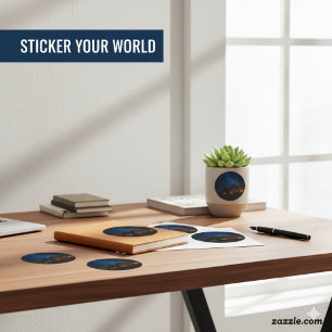 Pyramids Under Stars Egyptian Night Sky Classic Round Sticker