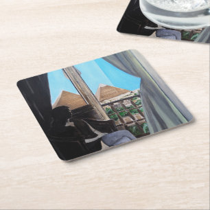Pyramisa Hotel Painting by Alfred Fox Square Paper Coaster