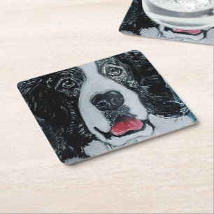 Pyrenean Mastiff Painting by Alfred Fox Square Paper Coaster