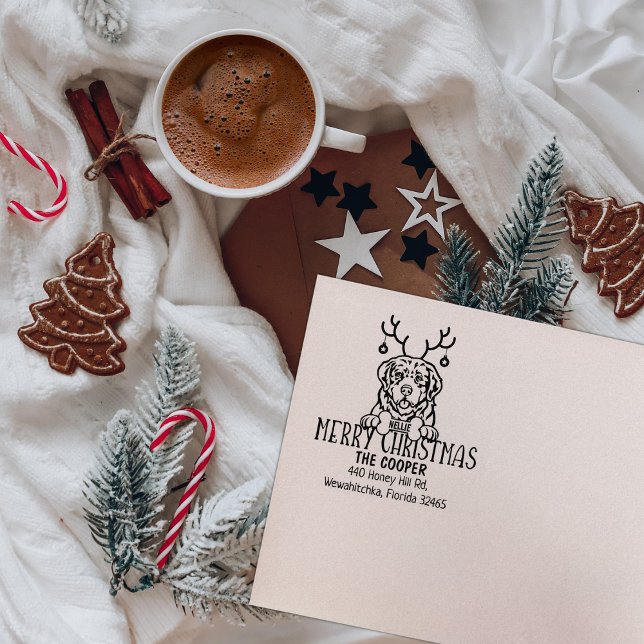 Pyrenean Mountain Dog Christmas Return Address  Rubber Stamp (Creator Uploaded)