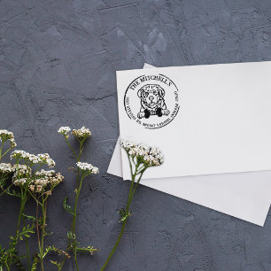Pyrenean Mountain Dog Family Return Address Rubber Stamp