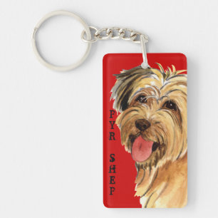 Pyrenean Shepherd Colour Block Key Ring