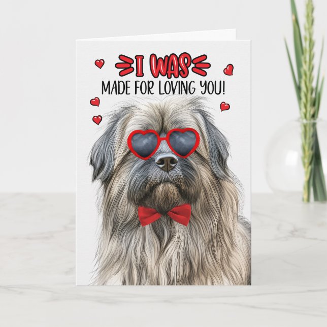Pyrenean Shepherd Made for Loving You Valentine Holiday Card (Front)