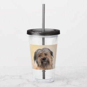 Pyrenean Shepherd Painting - Cute Original Dog Art Acrylic Tumbler