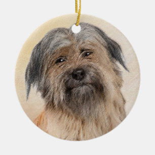 Pyrenean Shepherd Painting - Cute Original Dog Art Ceramic Tree Decoration