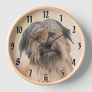 Pyrenean Shepherd Painting - Cute Original Dog Art Clock