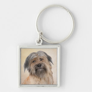 Pyrenean Shepherd Painting - Cute Original Dog Art Key Ring