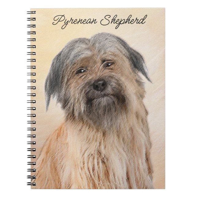 Pyrenean Shepherd Painting - Cute Original Dog Art Notebook (Front)