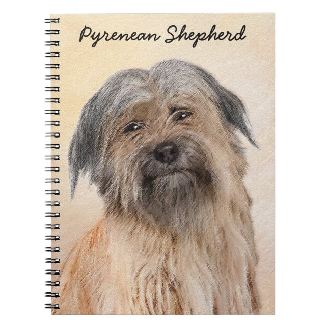 Pyrenean Shepherd Painting - Cute Original Dog Art Notebook (Front)