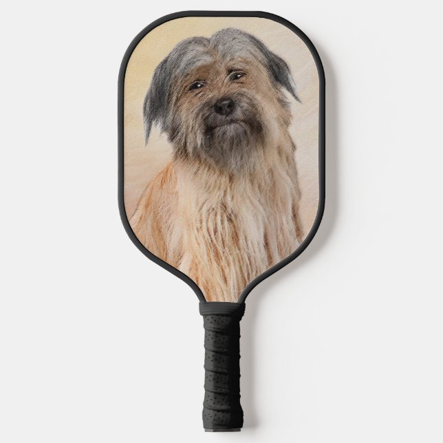 Pyrenean Shepherd Painting - Cute Original Dog Art Pickleball Paddle (Front)