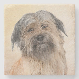 Pyrenean Shepherd Painting - Cute Original Dog Art Stone Coaster