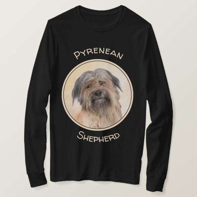 Pyrenean Shepherd Painting - Cute Original Dog Art T-Shirt (Design Front)