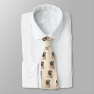 Pyrenean Shepherd Painting - Cute Original Dog Art Tie