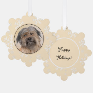 Pyrenean Shepherd Painting - Cute Original Dog Art Tree Decoration Card