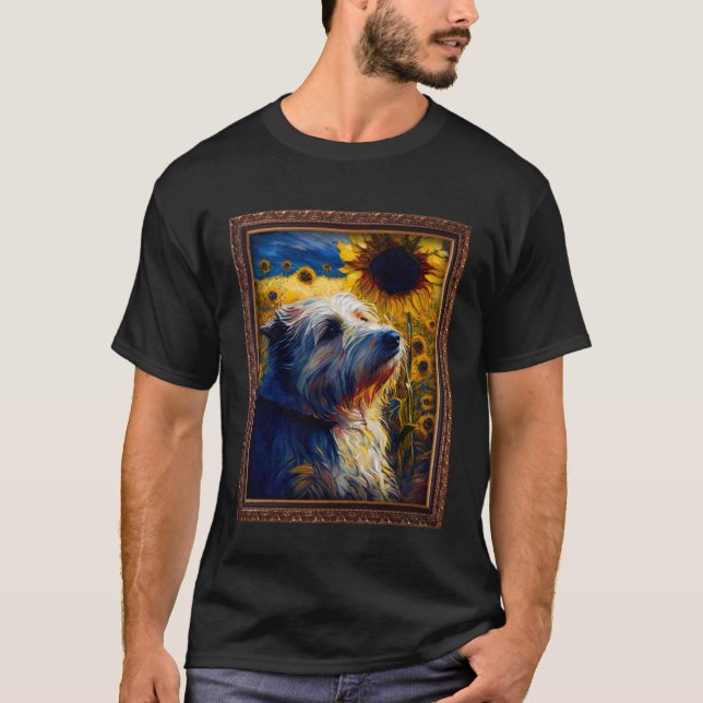 Pyrenean Shepherd Painting Sunflower Flower Mum Wo T-Shirt (Front)