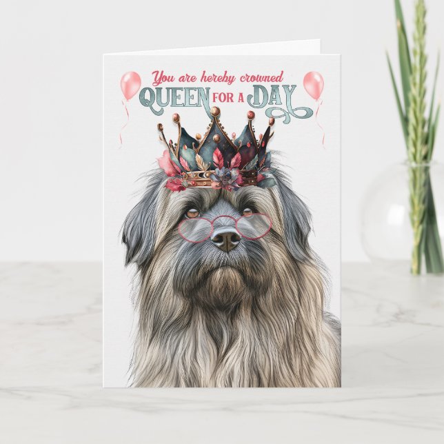 Pyrenean Shepherd Queen for Day Funny Birthday Card (Front)