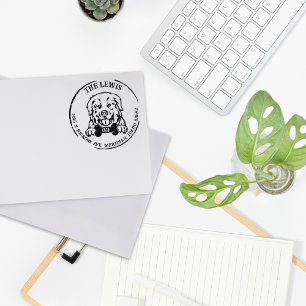 Pyrenees Dog Family Return Address  Rubber Stamp