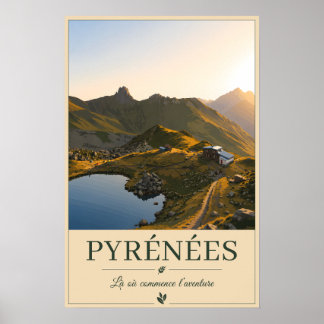 Pyrénées France – Lake Illustrated Landscape Poster