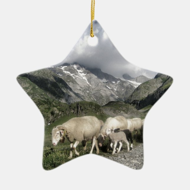 pyrenees landscape ceramic tree decoration (Front)