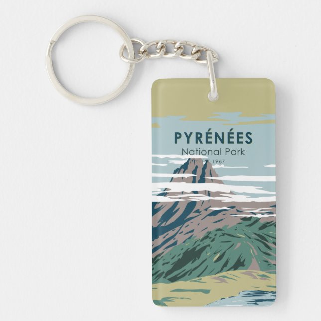 Pyrenees National Park France Vintage Key Ring (Front)