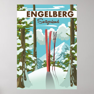 Pyrenees To Ski travel print. Poster
