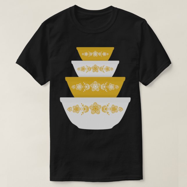 Pyrex Golden Butterfly Bowls T-Shirt (Design Front)
