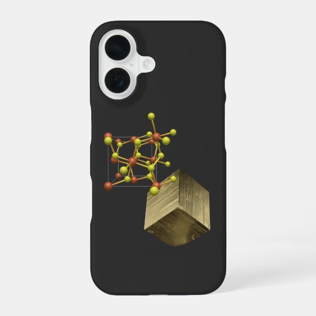 Pyrite Mineral Crystal Structure iPhone 16 Case (Back)