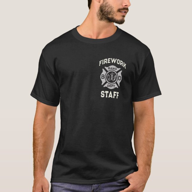 Pyro FIREWORK STAFF 4th of July Boom Squad Safety  T-Shirt (Front)