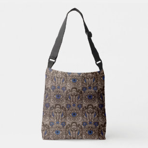 Pyrographed Hamsa Hand with colour on Wood Crossbody Bag