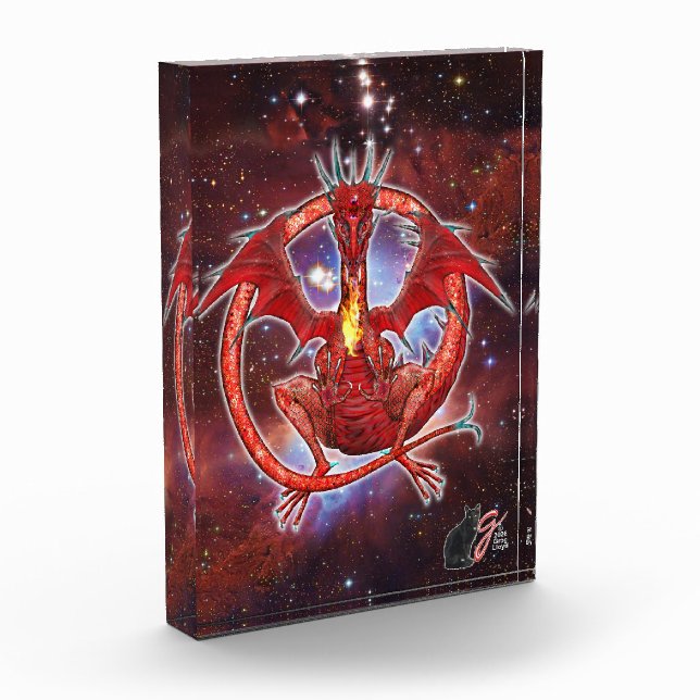 Pyrope Cosmic Dragon Acrylic Block (Left)
