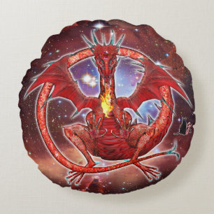 Pyrope Cosmic Dragon Round Cushion