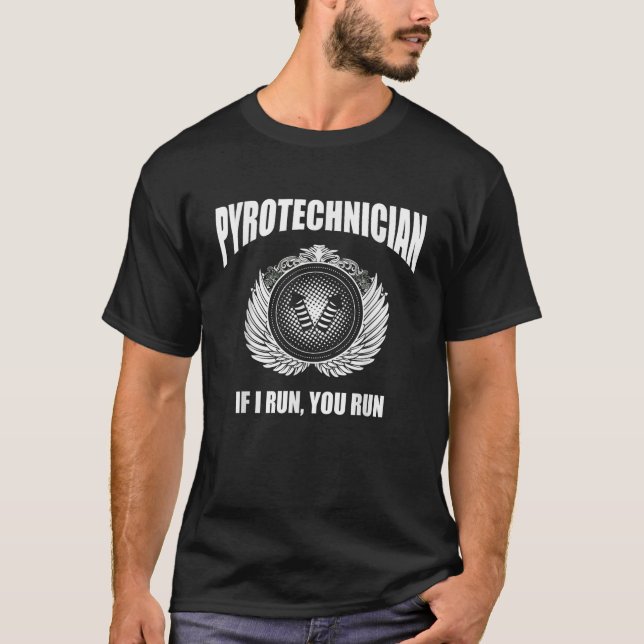 Pyrotechnician Funny 4th of July Firework Tech Tee (Front)