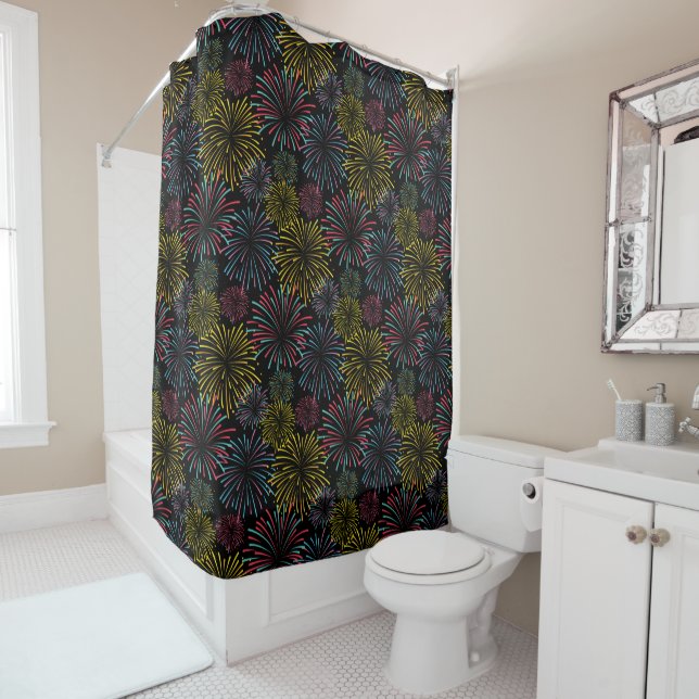 Pyrotechnics Fireworks Pyrotechnician Celebration Shower Curtain (In Situ)