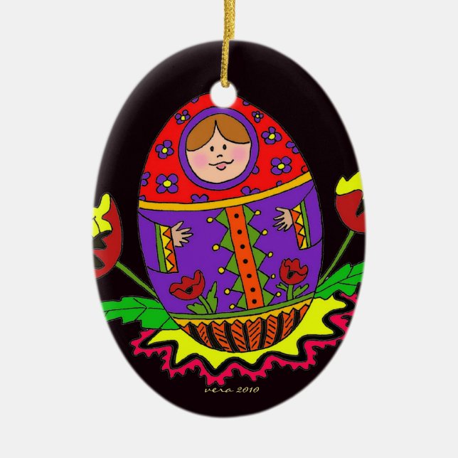 Pysanka Christmas Ceramic Tree Decoration (Front)