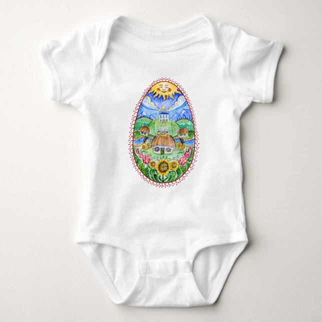 Pysanky Ukrainian Easter eggs Baby Bodysuit (Front)