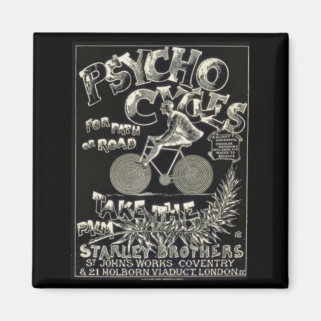 Pyscho Cycles - Vintage Bike Advertisement Magnet (Front)