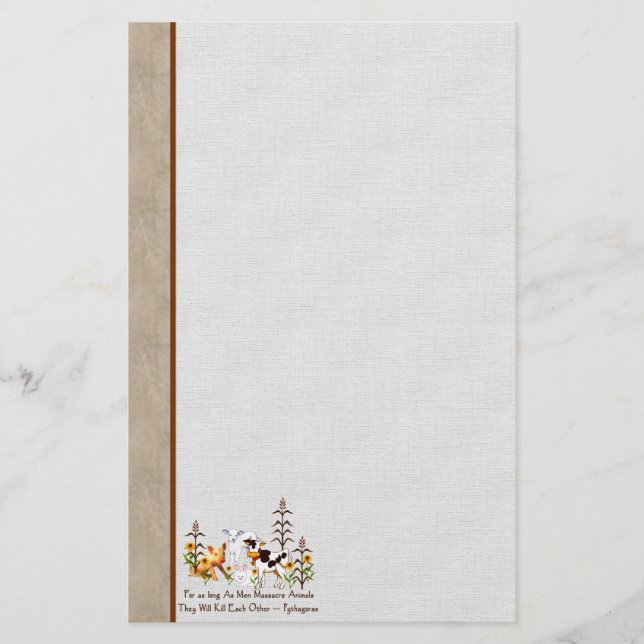 Pythagoras Vegetarian quote Stationery (Front)