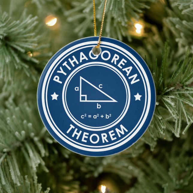 Pythagorean Theorem Blue Ceramic Ornament (Tree)