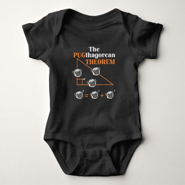 Pythagorean theorem Pug Dog Lover Math Teacher Baby Bodysuit (Front)