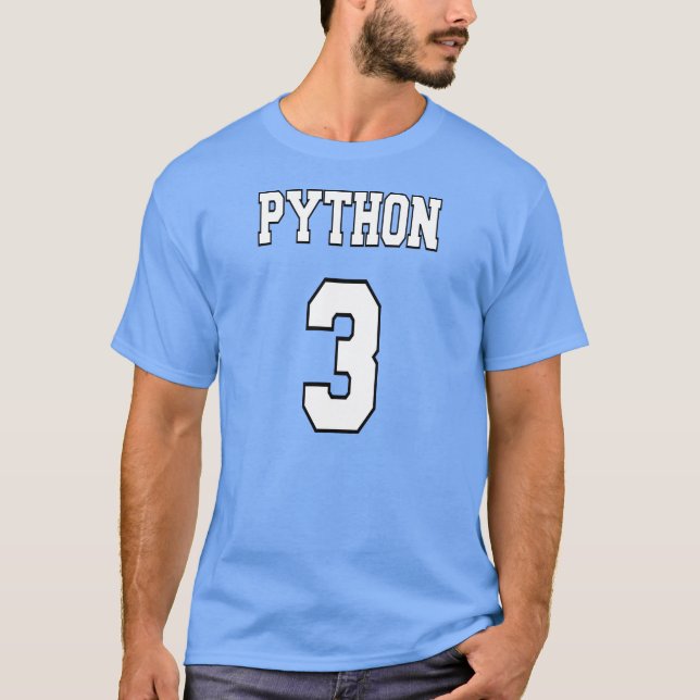 Python 3: White/Blue Design for Python Programmers T-Shirt (Front)