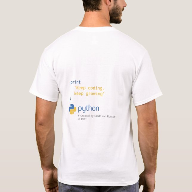 Python and its creator with the year of creation T-Shirt (Back)