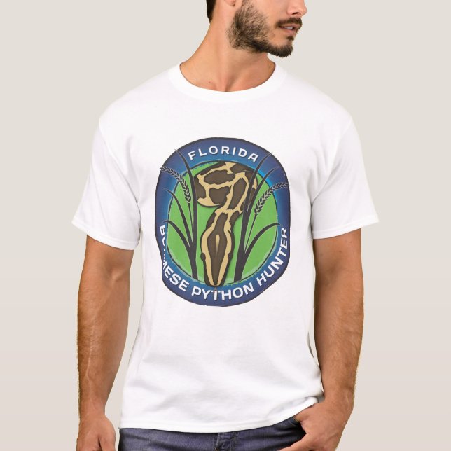 Python Hunter T-shirt. Blue Logo T-Shirt (Front)