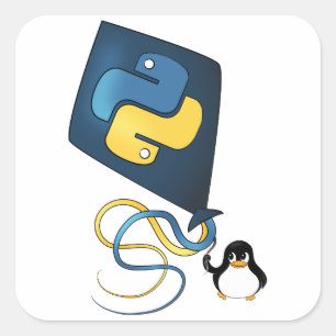 Python on Linux Square Sticker
