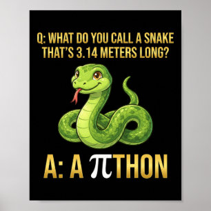 Python Pithon Pi Day Symbol Funny Math Teacher 3 1 Poster