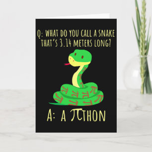 Python Pithon Pi Symbol Funny Math Teacher Pi Day Card